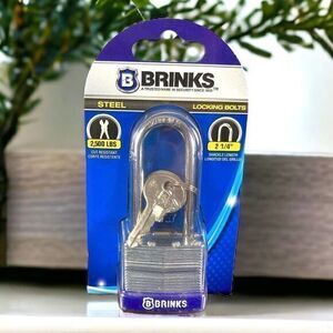 Brinks Steel Padlock Key Lock 2 1/4 inches‎ Cut Resistant High 2500 lbs Security
